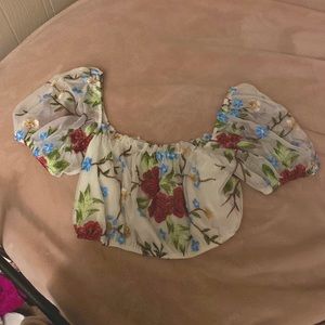 Floral Cropped blouse by Lulus